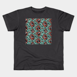 Snakeskin Pattern (Coral and Mint) Kids T-Shirt